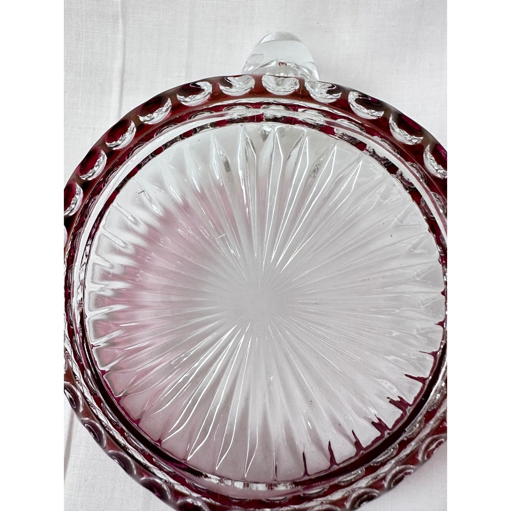Westmoreland Ruby Red Waterford‎ 5" Heart Shaped Bonbon Nappy Glass Dish Handle - Picture 9 of 14